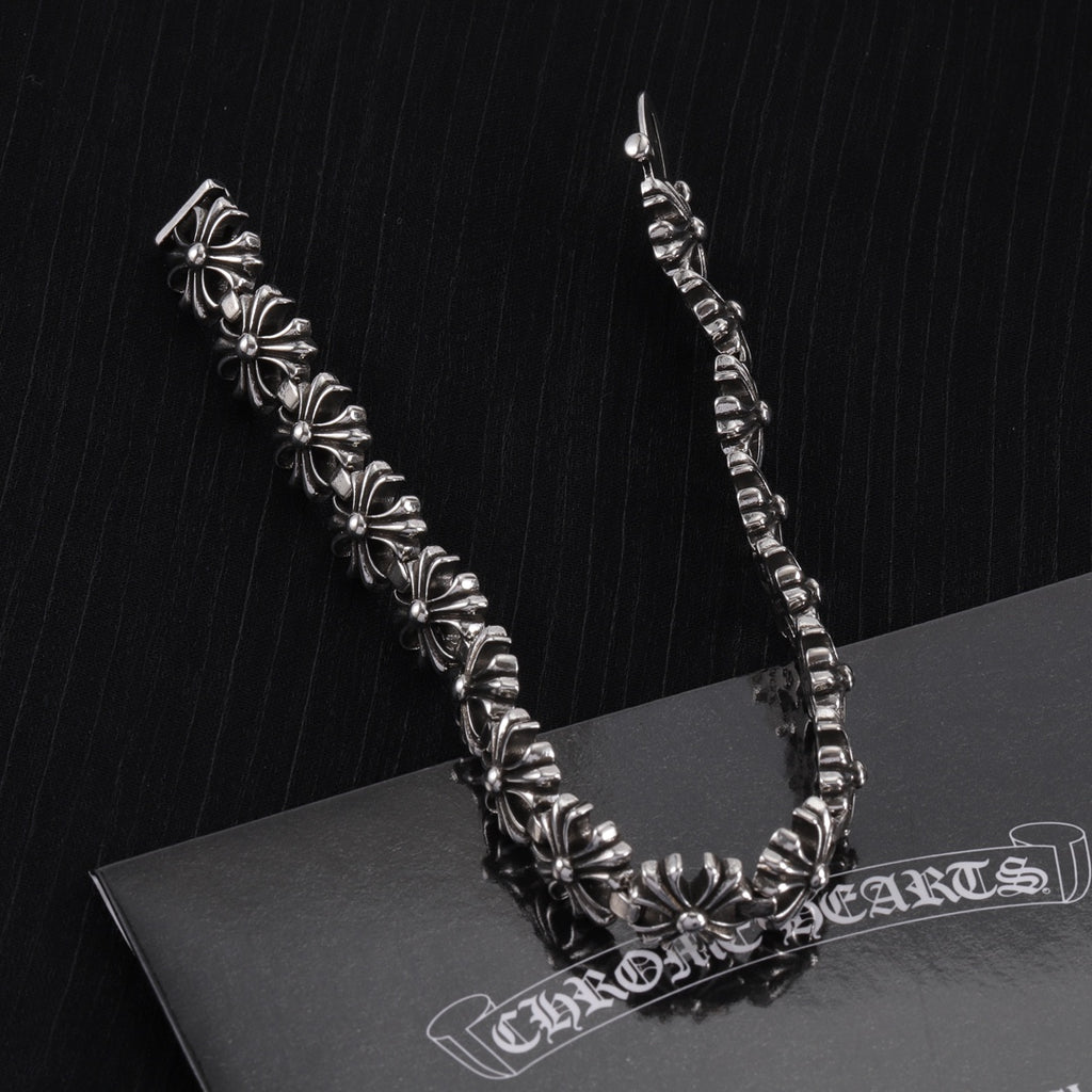 Signature Emblem Bracelet in Polished Metal-Tone – Design 012 detail view
