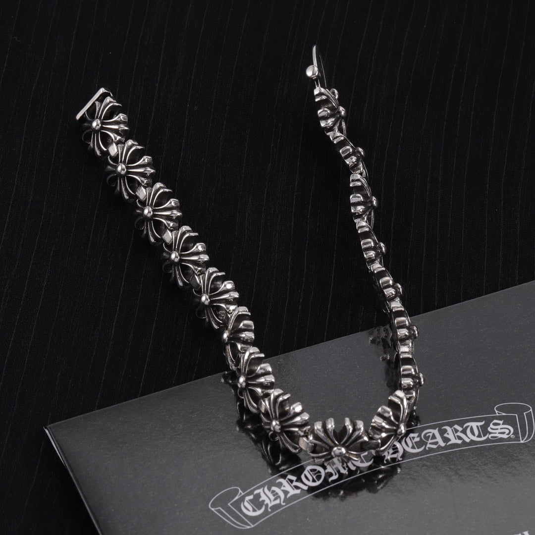 Gothic Emblem Statement Bracelet in Metal-Tone – Design 02 detail view