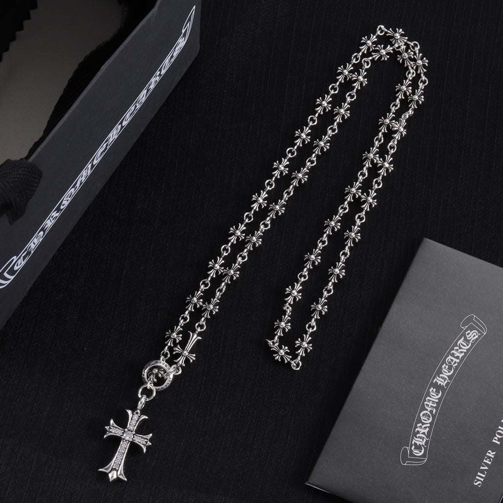 Signature Emblem Pendant Necklace in Polished Metal-Tone – Design 068 styled product view