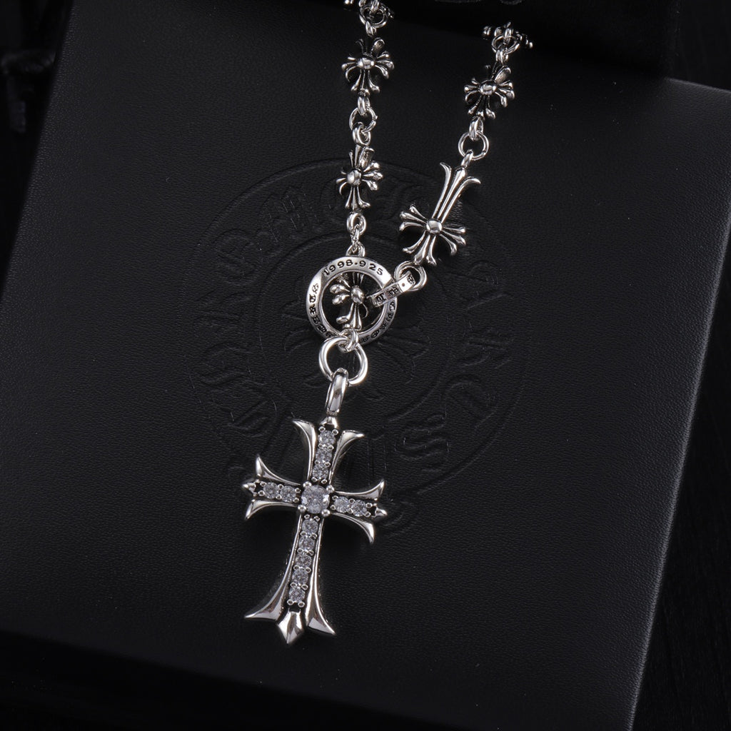 Signature Emblem Pendant Necklace in Polished Metal-Tone – Design 068 side detail