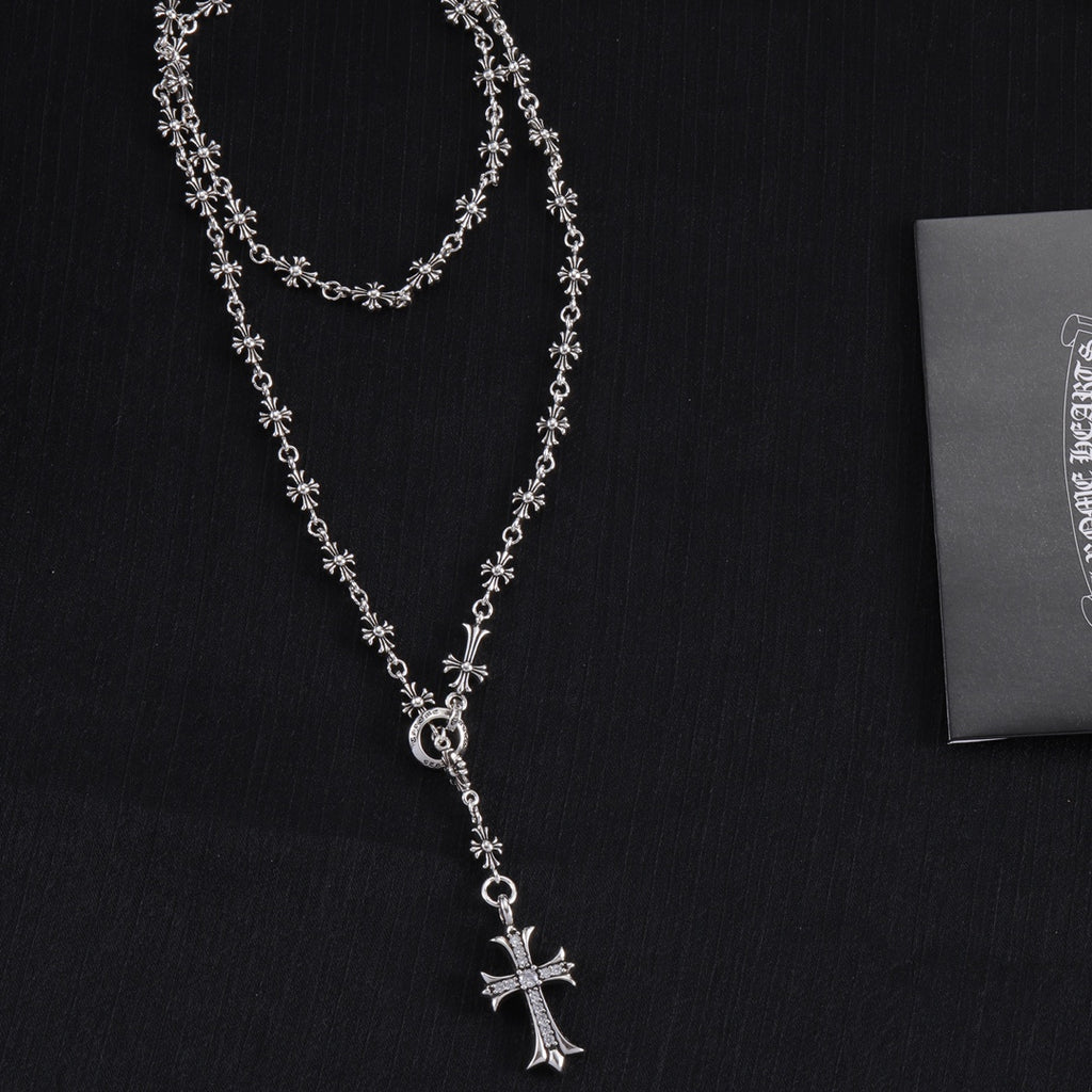 Signature Emblem Pendant Necklace in Polished Metal-Tone – Design 068 close-up detail