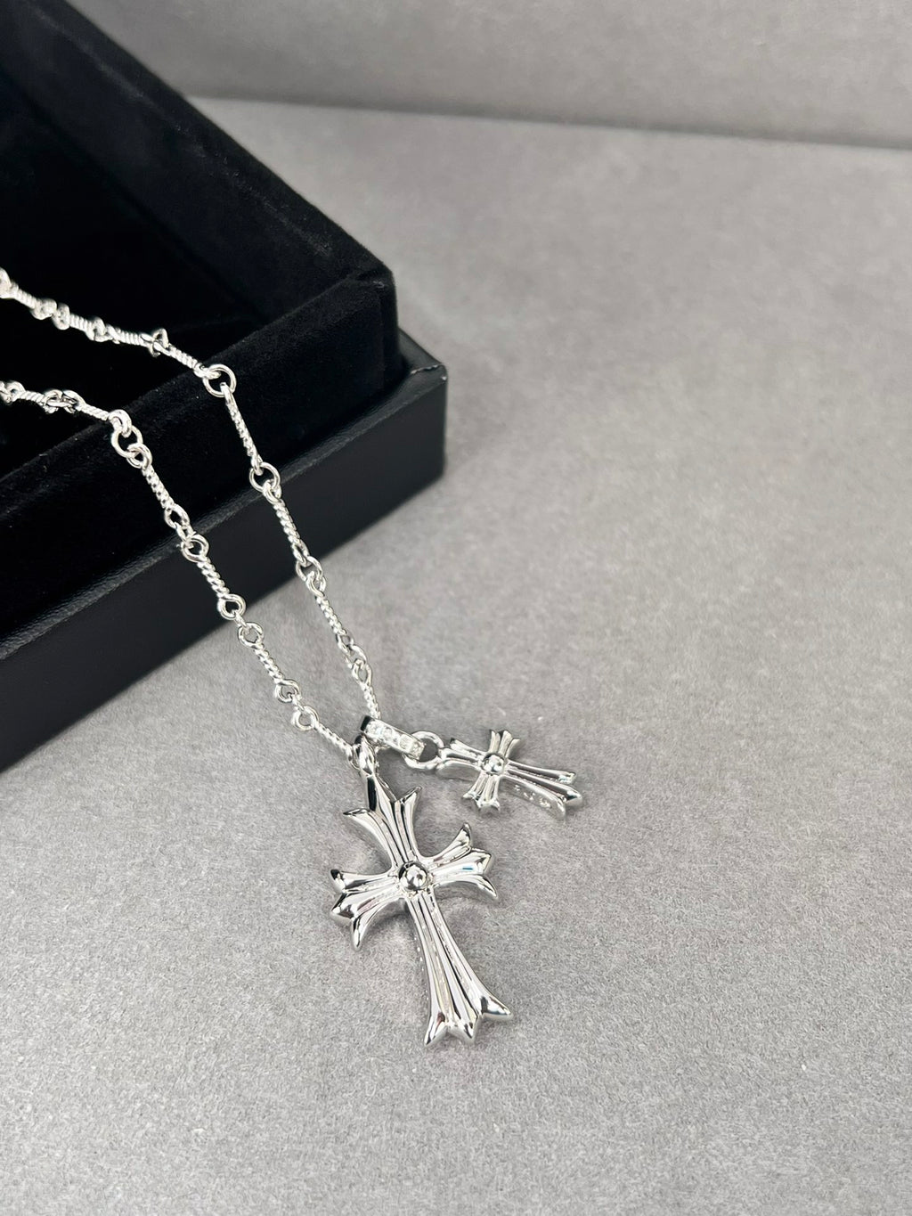 Signature Emblem Pendant Necklace in Polished Metal-Tone – Design 057 detail view