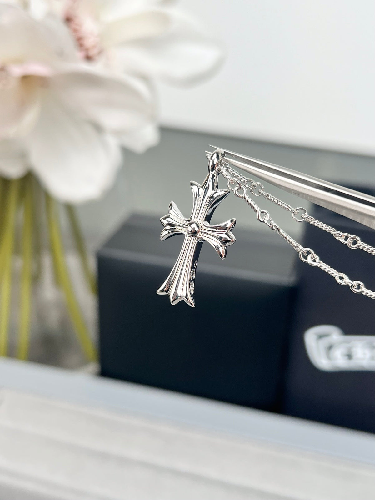 Signature Emblem Pendant Necklace in Polished Metal-Tone – Design 057 close-up detail