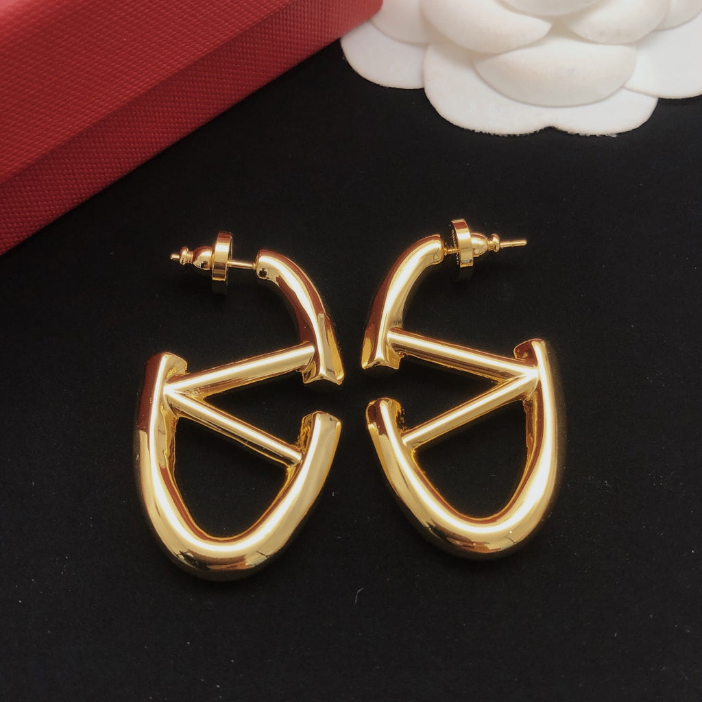 Signature Emblem Drop Earrings in Gold-Tone – Large detail view
