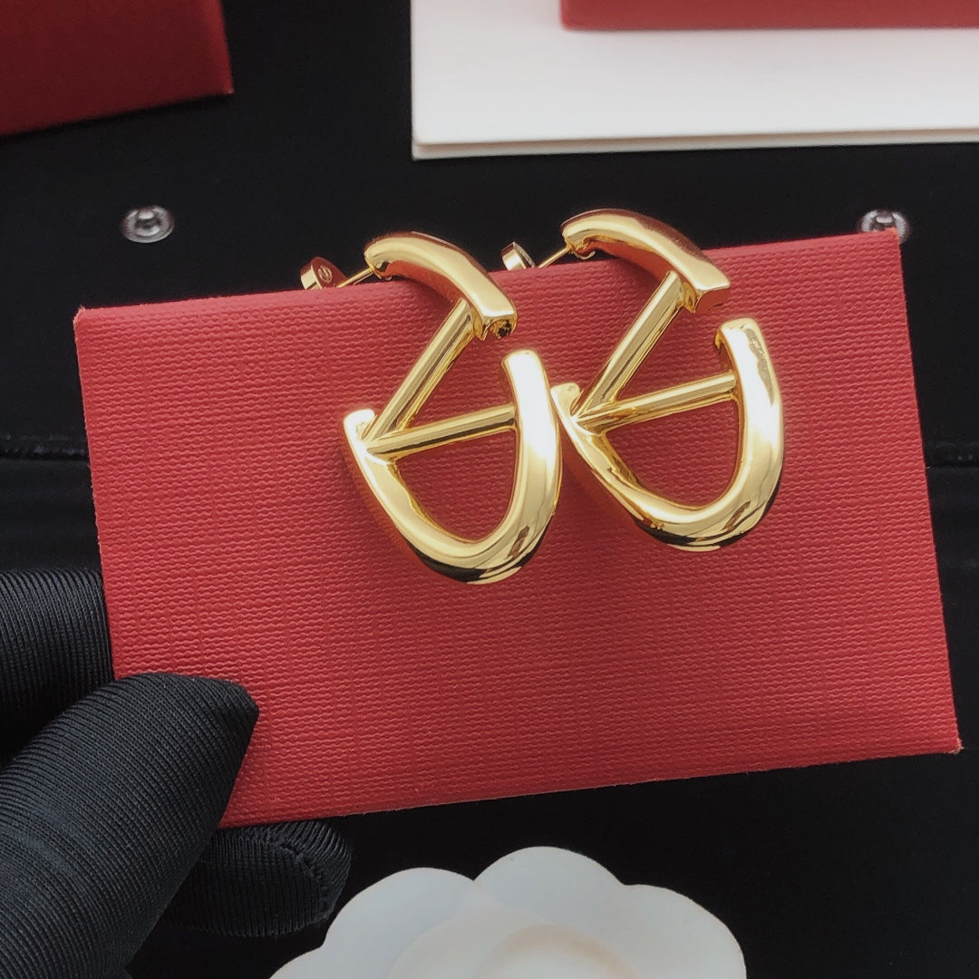 Signature Emblem Drop Earrings in Gold-Tone – Large front view