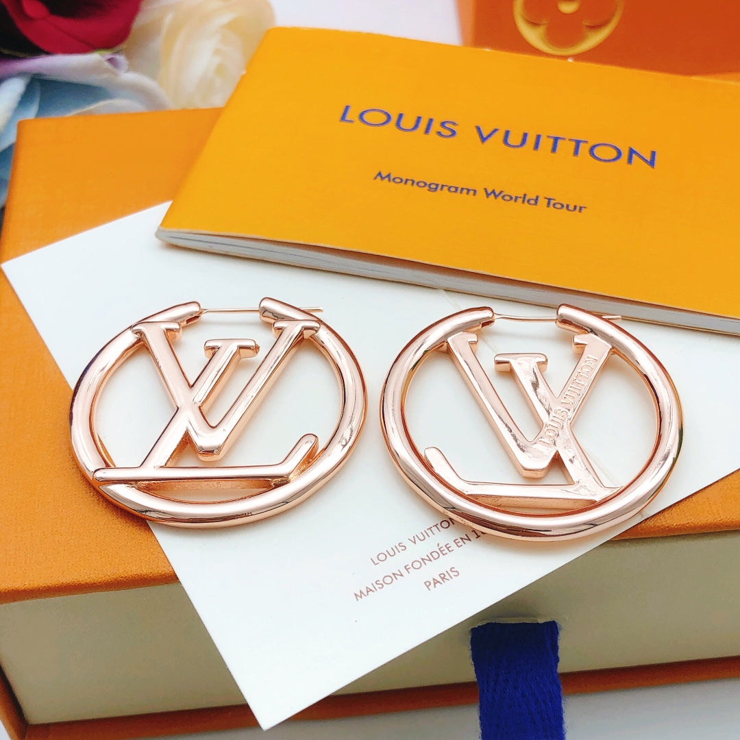 Geometric Emblem Statement Earrings in Rose-Gold-Tone – Rose Gold Detail – Design 003 main product view