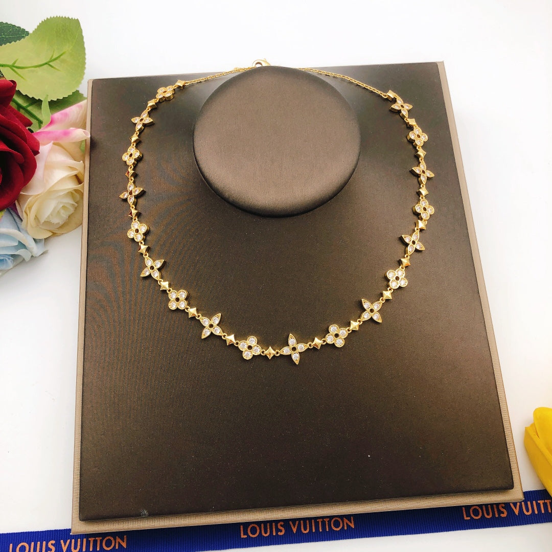 Floral Pendant Necklace in Gold-Tone – Design 006 styled product view