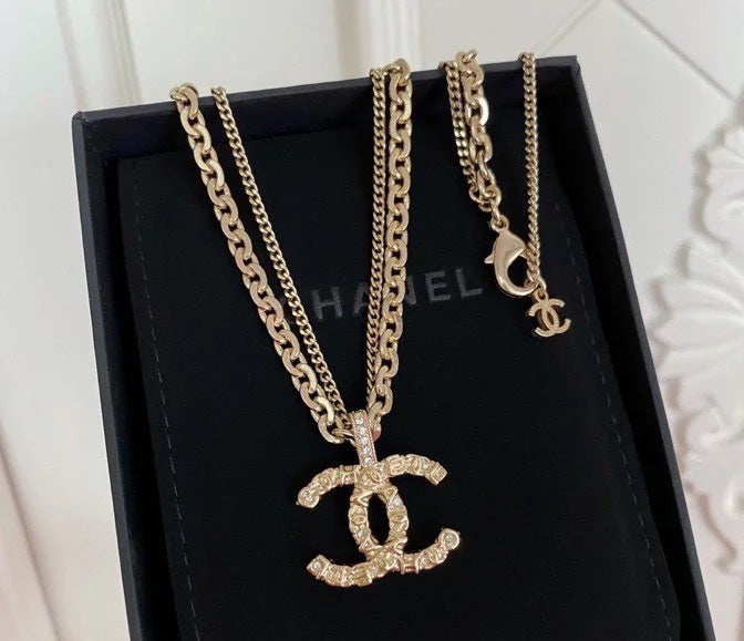 Signature Emblem Pendant Necklace in Polished Metal-Tone – Design 073 front product view