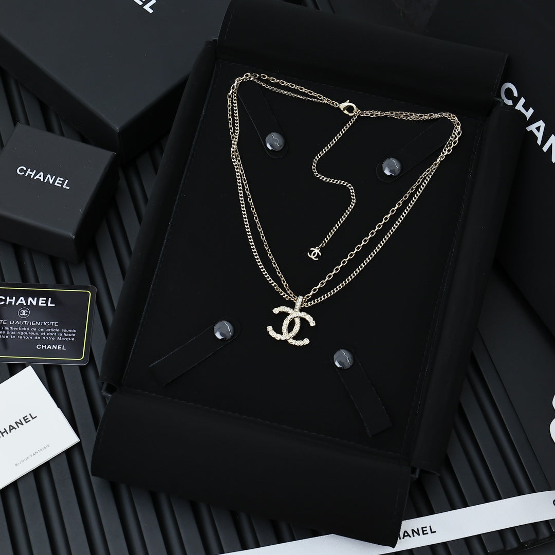 Signature Emblem Pendant Necklace in Polished Metal-Tone – Design 074 detail view