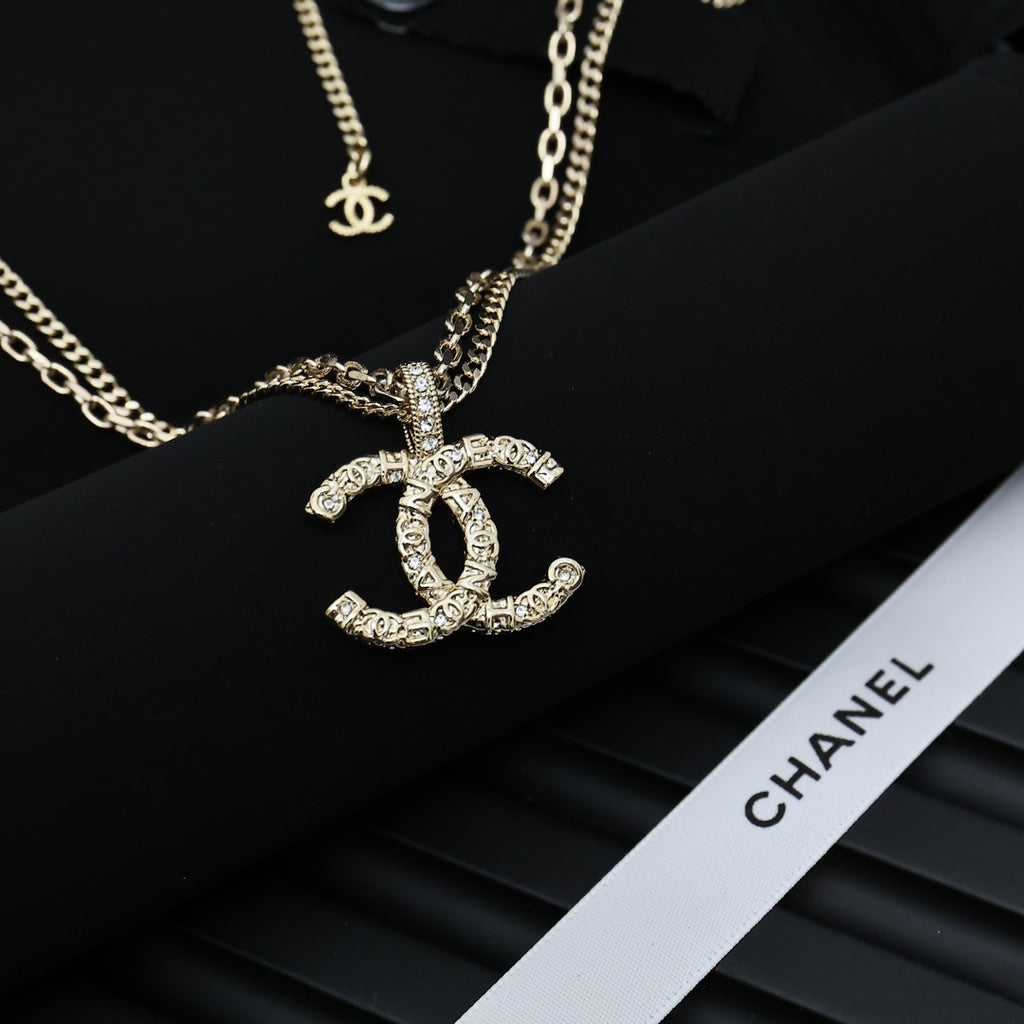 Signature Emblem Pendant Necklace in Polished Metal-Tone – Design 074 styled product view