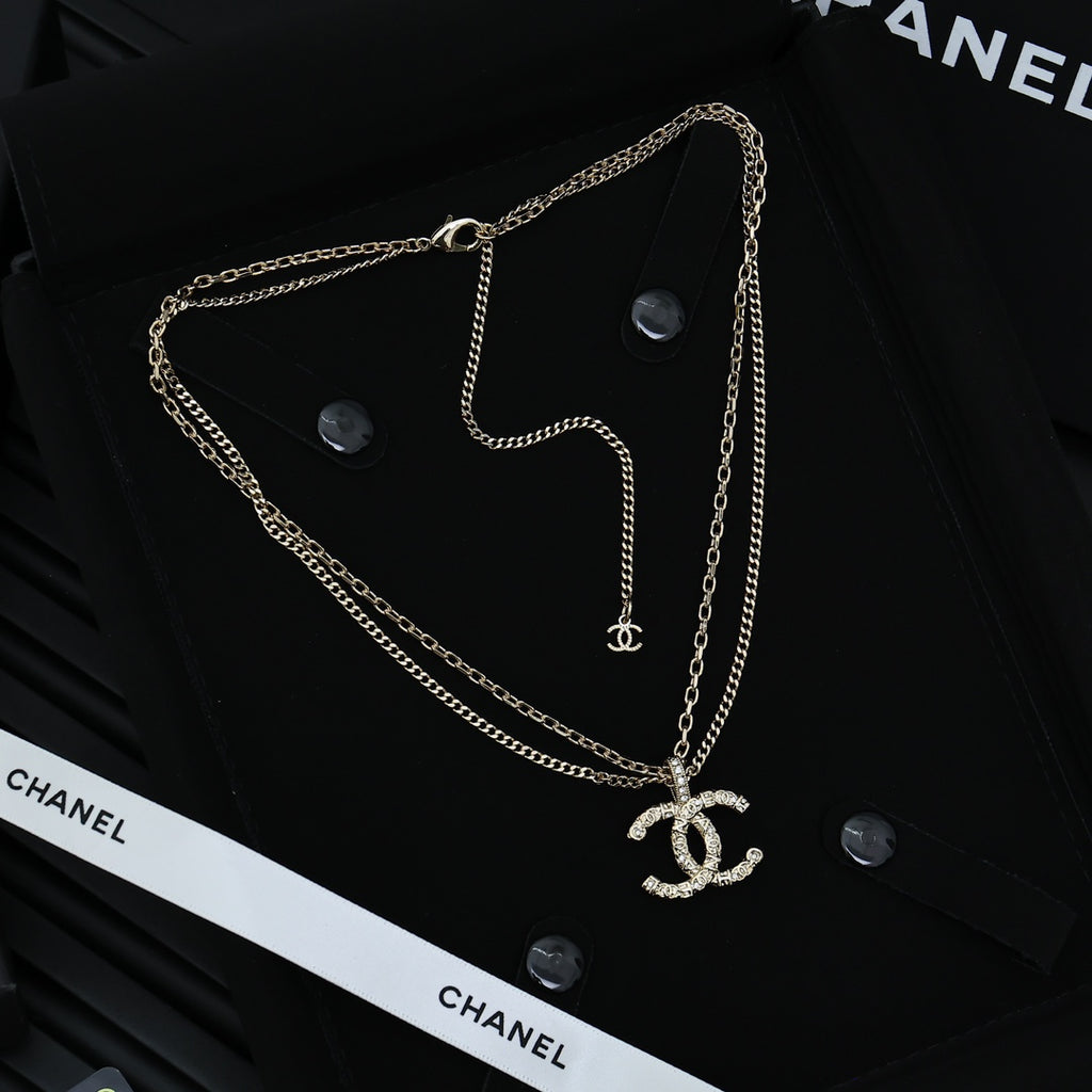 Signature Emblem Pendant Necklace in Polished Metal-Tone – Design 074 main product view