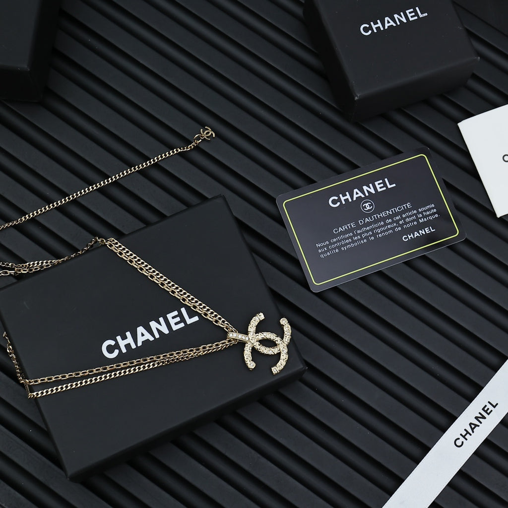 Signature Emblem Pendant Necklace in Polished Metal-Tone – Design 074 front product view
