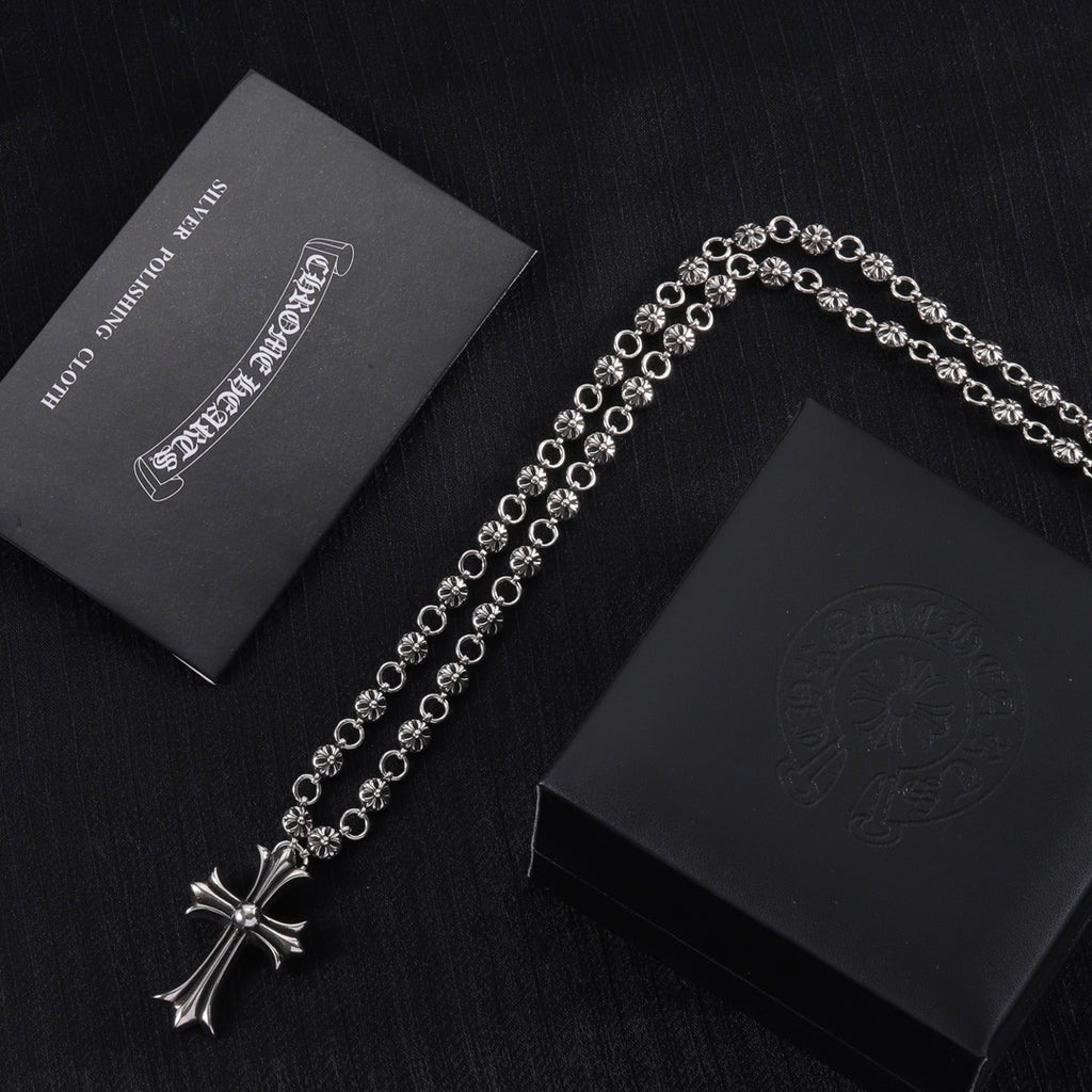 Signature Emblem Pendant Necklace in Polished Metal-Tone – Design 108 side detail