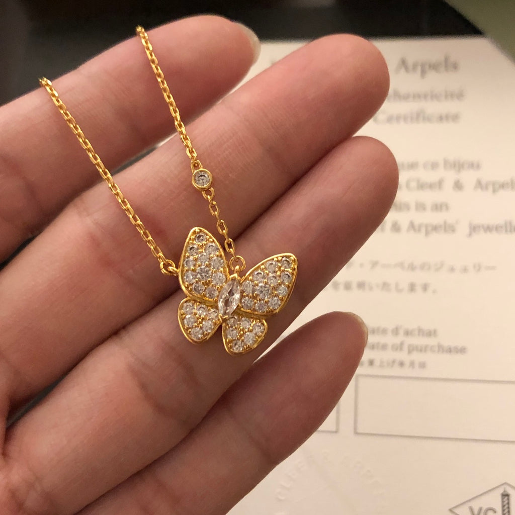 Clover Pendant Necklace in Polished Metal-Tone – Crystal Detail detail view