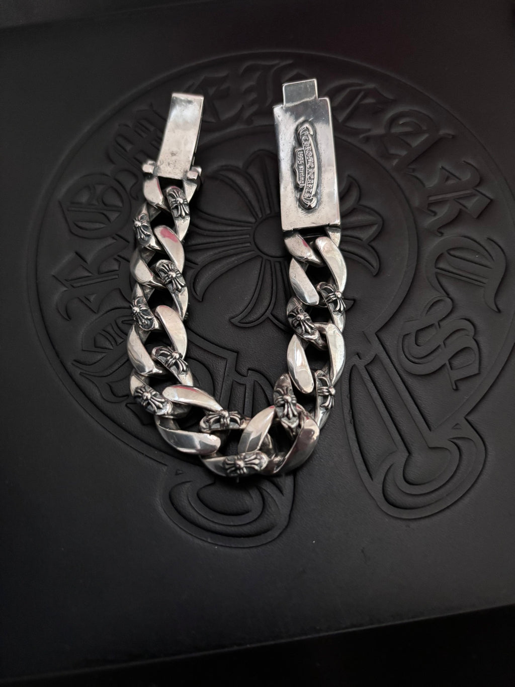 Gothic Emblem Statement Bracelet in Metal-Tone – Design 12 close-up detail