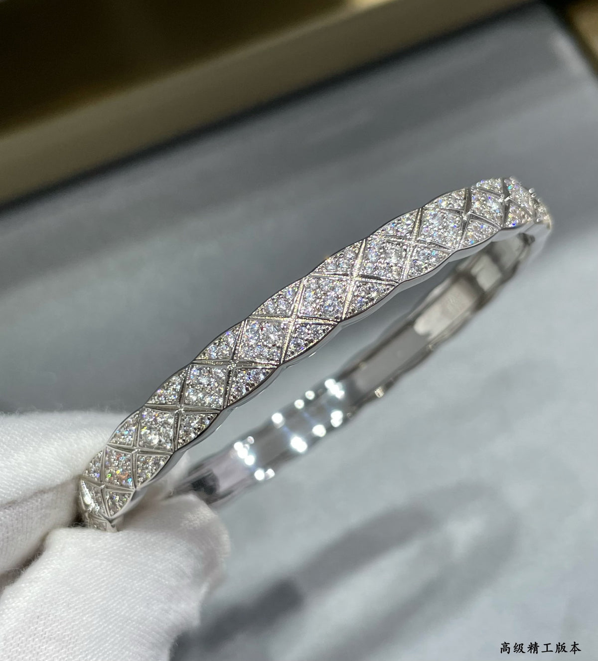 Signature Emblem Bangle in Polished Metal-Tone – Design 038 close-up detail