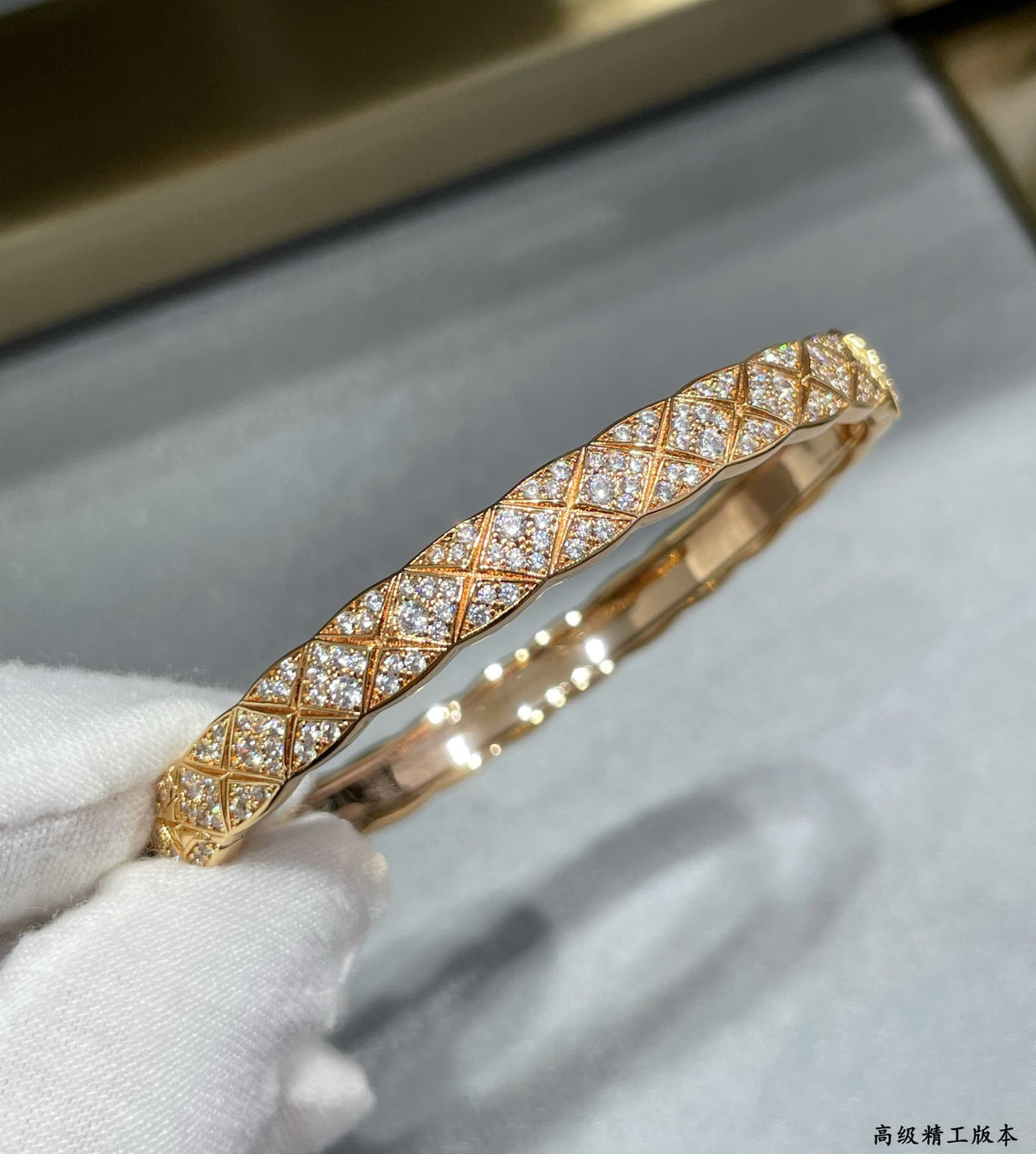 Signature Emblem Bangle in Polished Metal-Tone – Design 038 styled product view