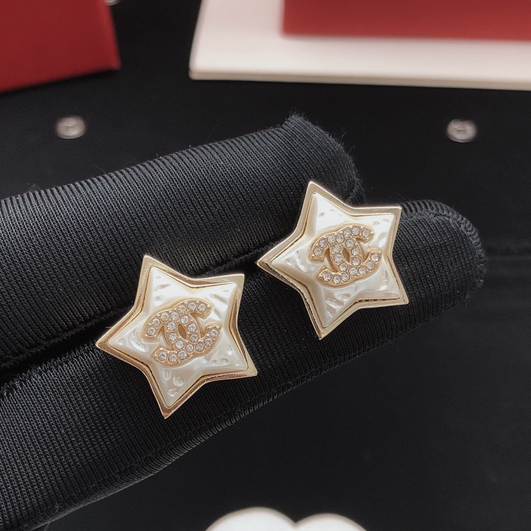 Star Stud Earrings in Gold-Tone – Star Detail – Design 005 styled product view