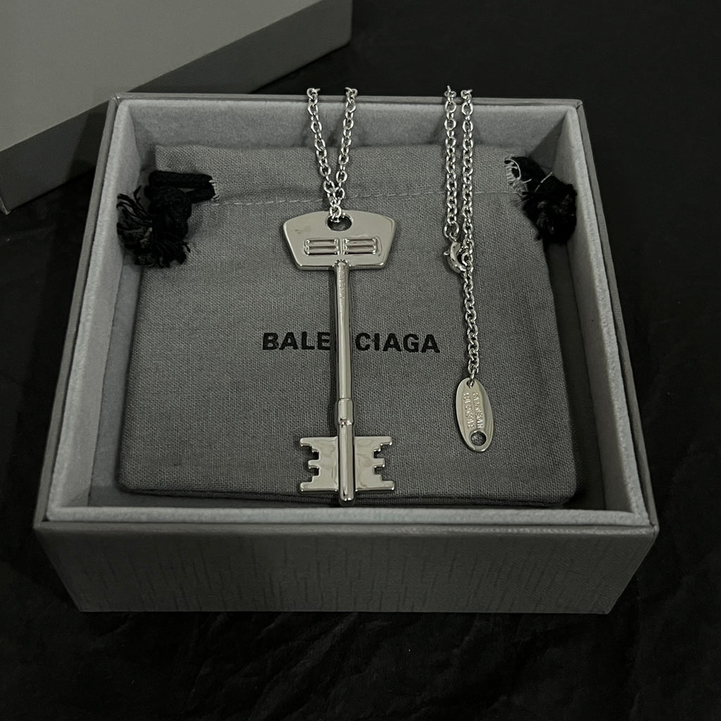 Geometric Emblem Pendant Necklace in Polished Metal-Tone – Design 086 front product view