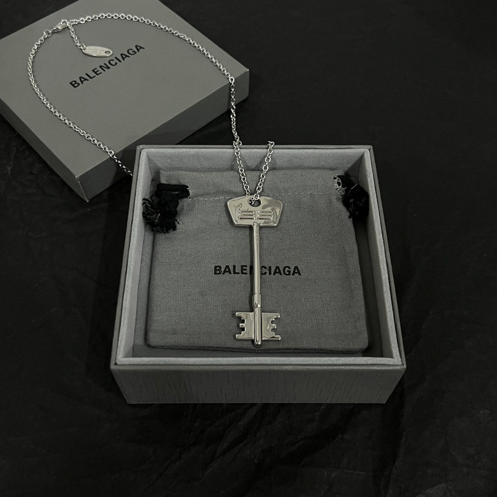 Geometric Emblem Pendant Necklace in Polished Metal-Tone – Design 086 side detail