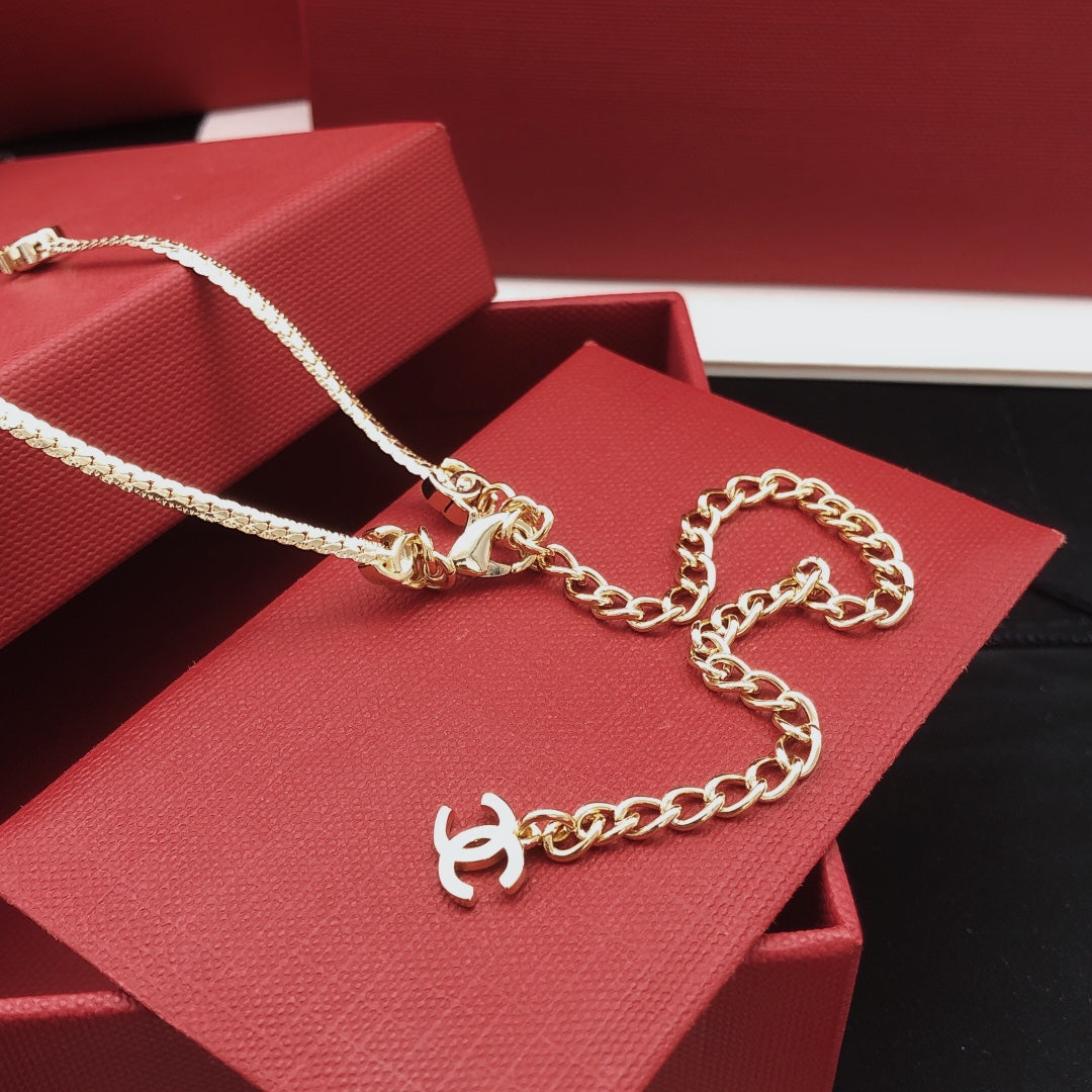 Signature Emblem Pendant Necklace in Gold-Tone – Design 061 front product view