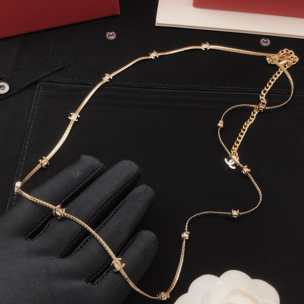 Signature Emblem Pendant Necklace in Gold-Tone – Design 039 detail view
