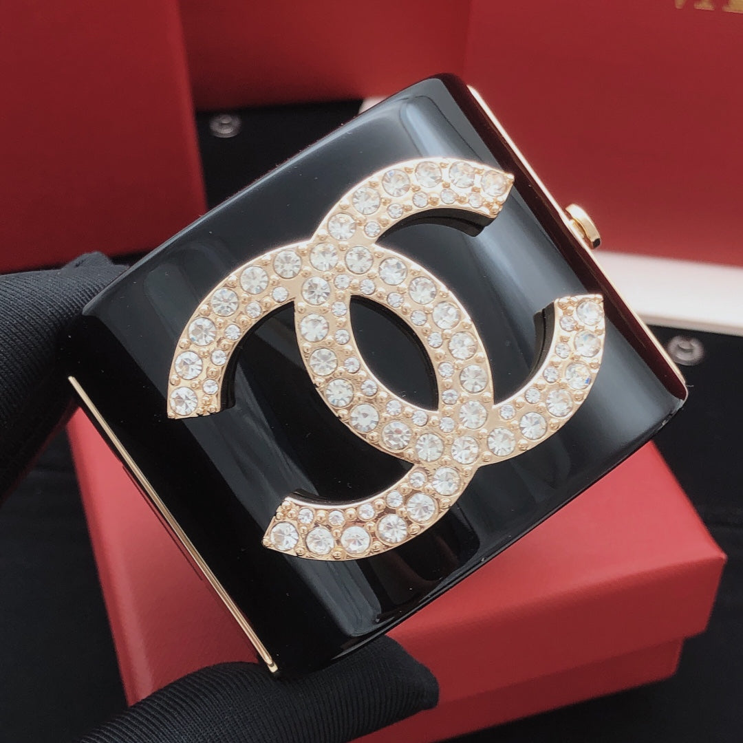 Signature Emblem Bangle in Gold-Tone – Black Detail – Design 004 main product view