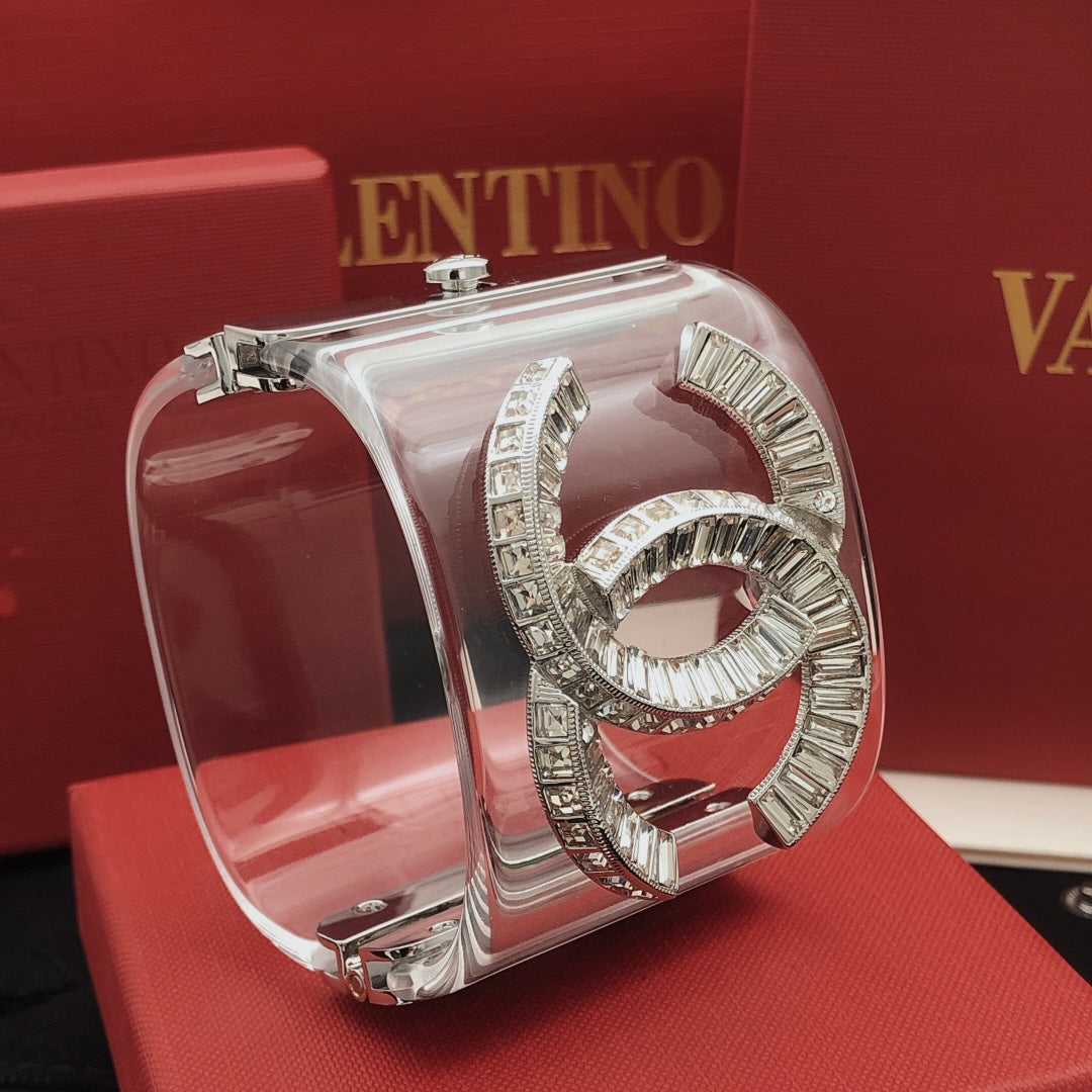 Signature Emblem Bangle in Gold-Tone – White Detail – Design 002 styled product view