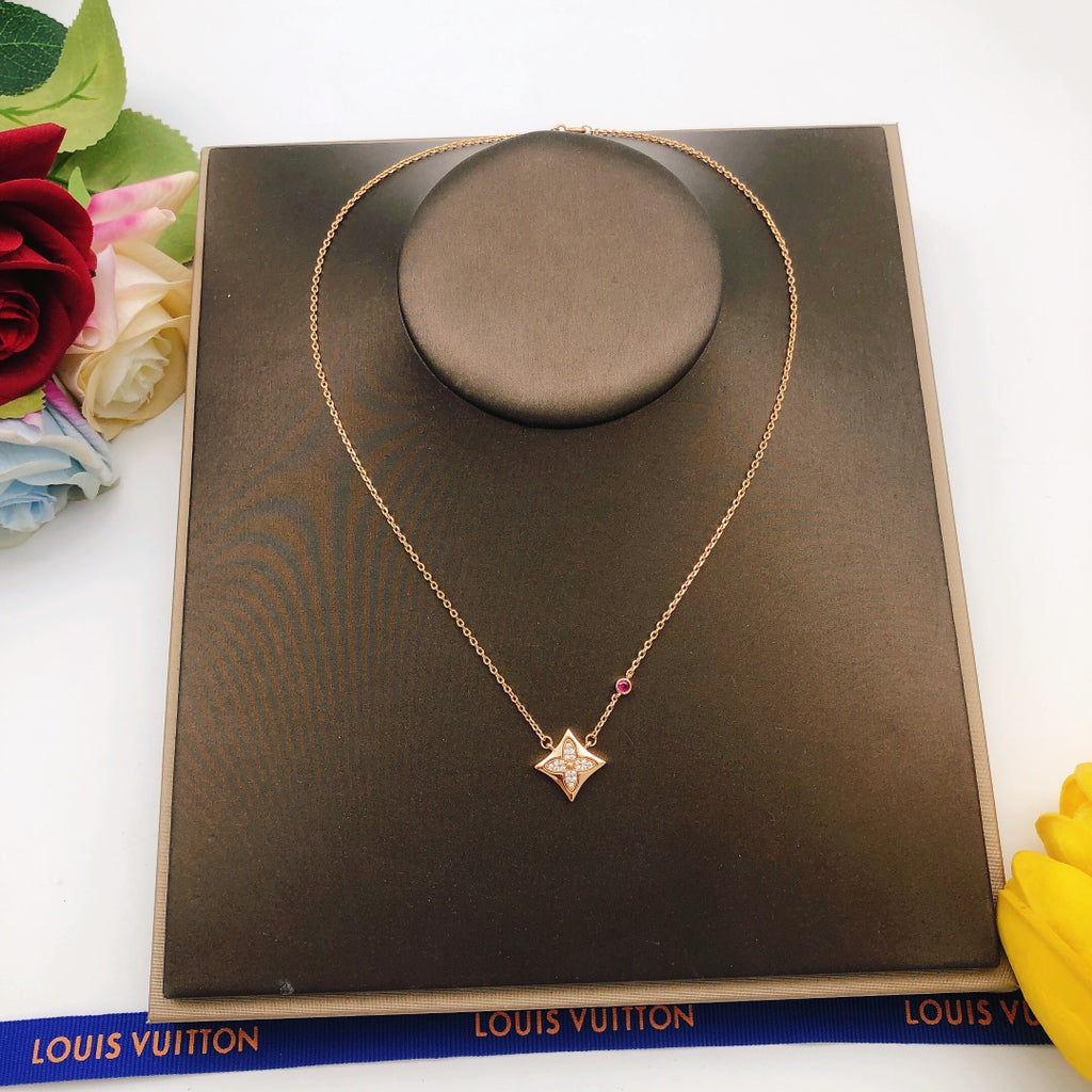 Geometric Emblem Pendant Necklace in Rose-Gold-Tone – Rose Gold Detail – Design 005 main product view