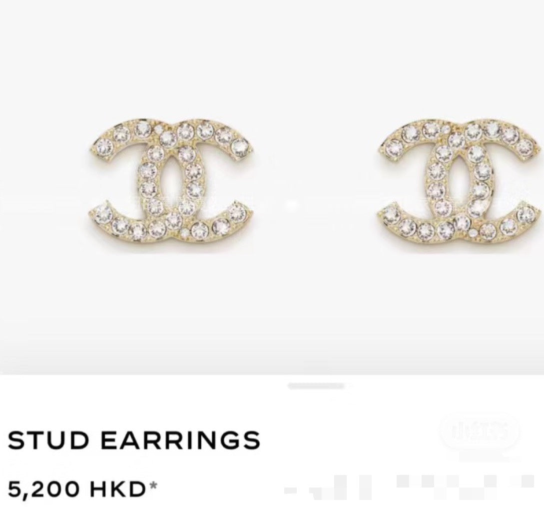 Double-C Emblem Crystal-Accent Stud Earrings – Design 030 main product view