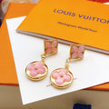 Floral Stud Earrings in Gold-Tone – Pink Detail main product view