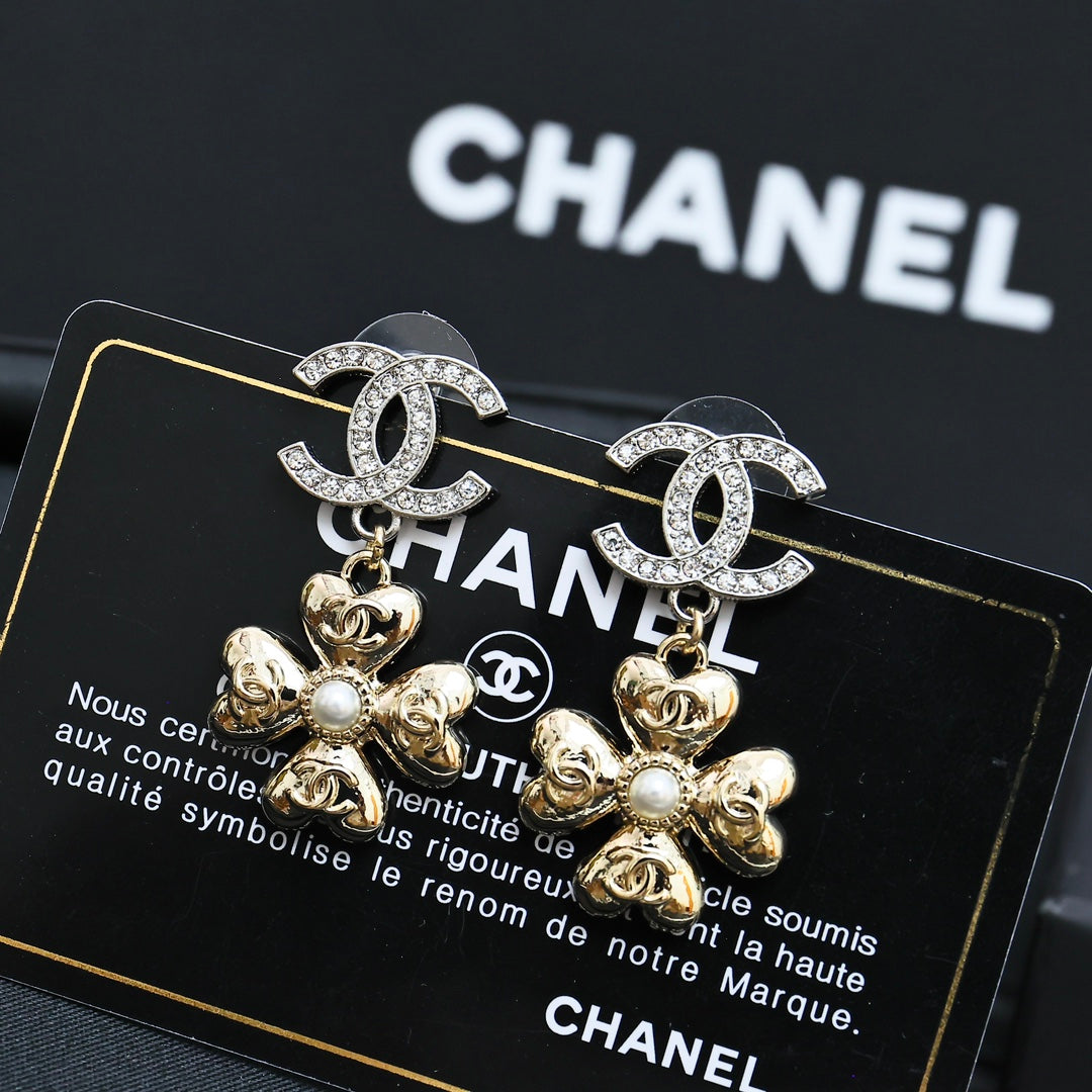 Double-C Emblem Statement Earrings in Silver-Tone – Design 001 styled product view