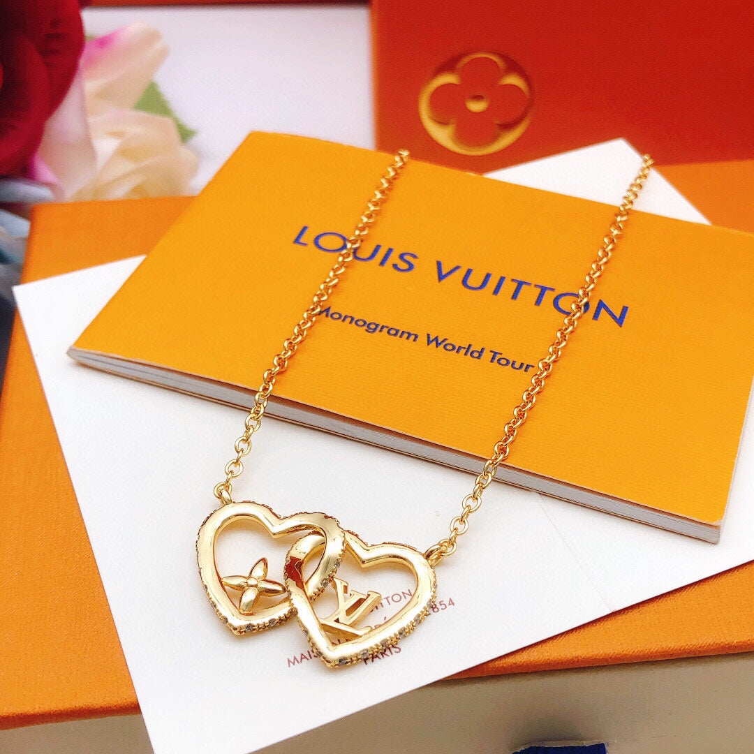 Heart Pendant Necklace in Gold-Tone – Design 006 front product view