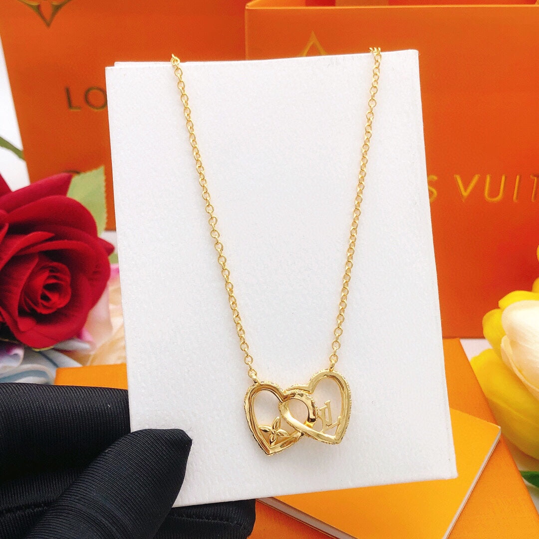 Heart Pendant Necklace in Gold-Tone – Design 006 styled product view