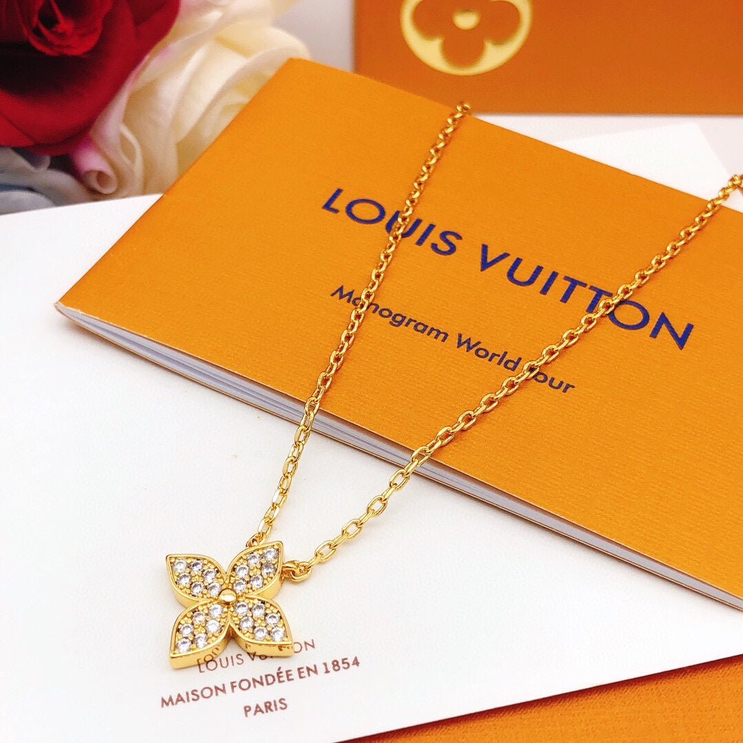 Geometric Emblem Pendant Necklace in Gold-Tone – Design 026 front product view