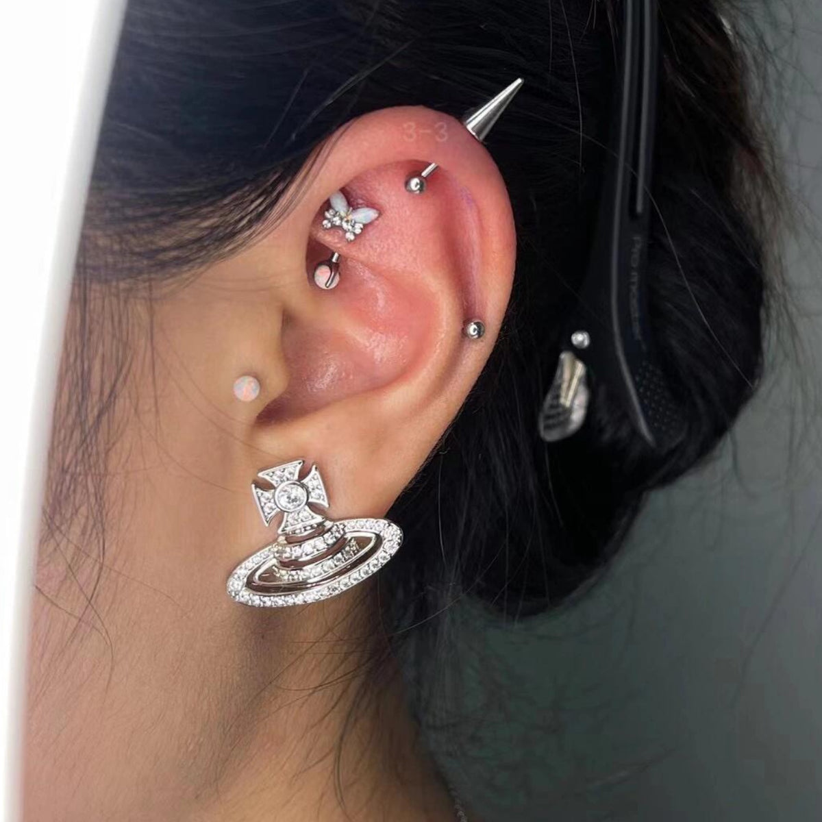 Orb Stud Earrings in Silver-Tone detail view