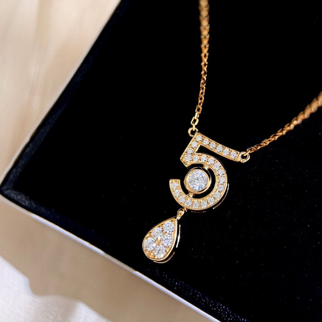 Signature Emblem Pendant Necklace in Gold-Tone – Design 023 side detail