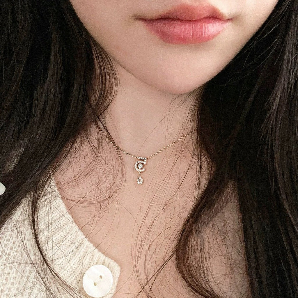Signature Emblem Pendant Necklace in Gold-Tone – Design 023 detail view