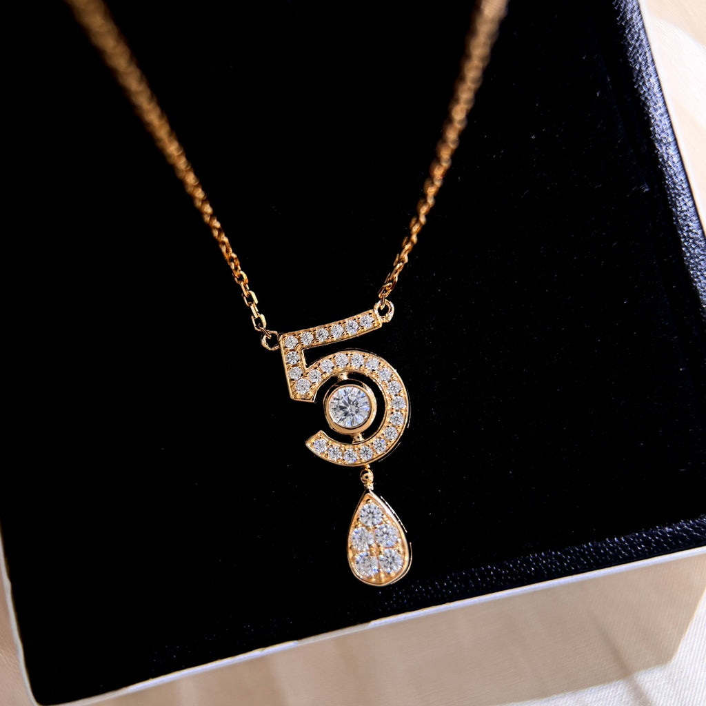 Signature Emblem Pendant Necklace in Gold-Tone – Design 023 detail view
