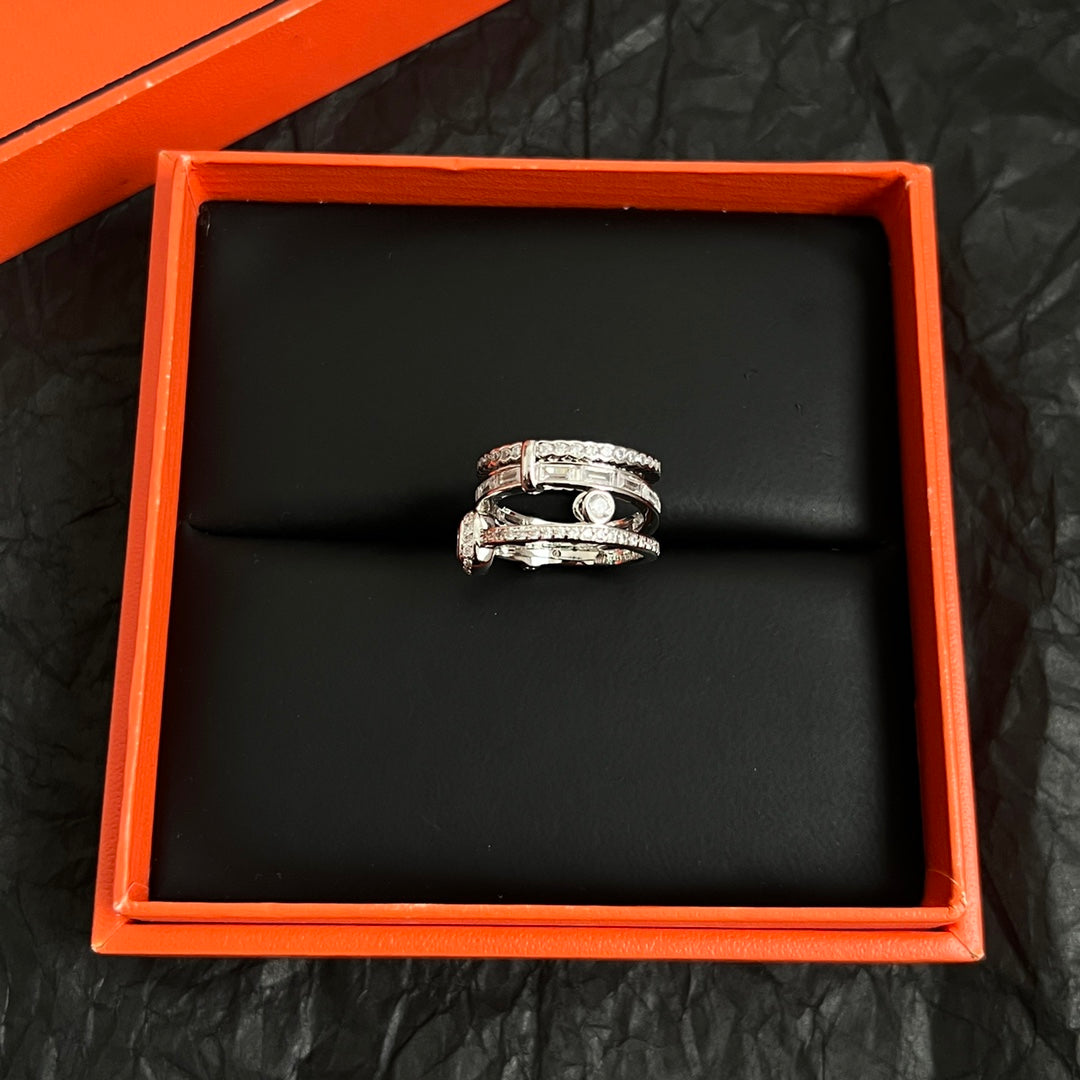 Horse Statement Ring in Polished Metal-Tone – Design 004 front product view