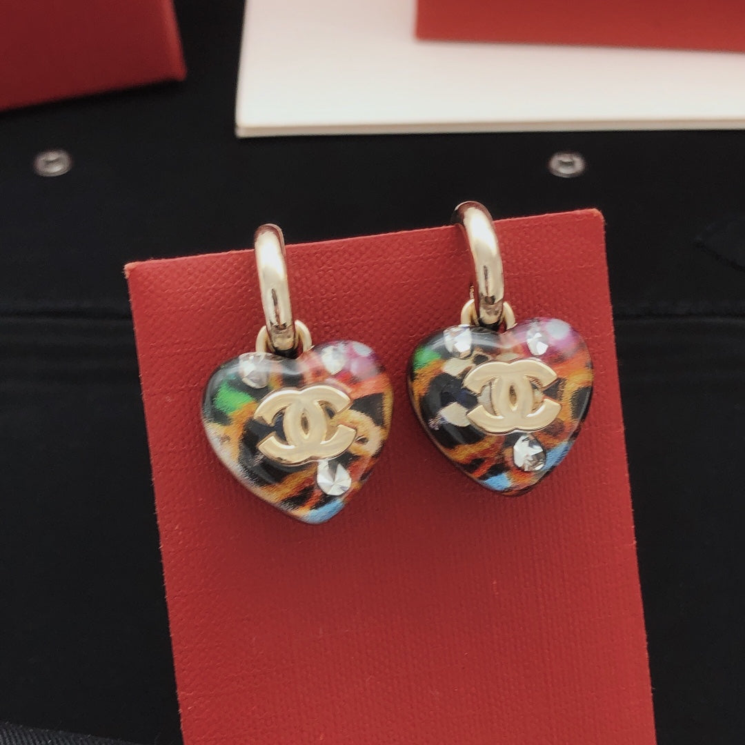 Heart Statement Earrings in Gold-Tone – Heart Detail – Design 002 front product view