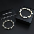 Gothic Emblem Beaded Bracelet in Antique Silver-Tone – Design 08 main product view