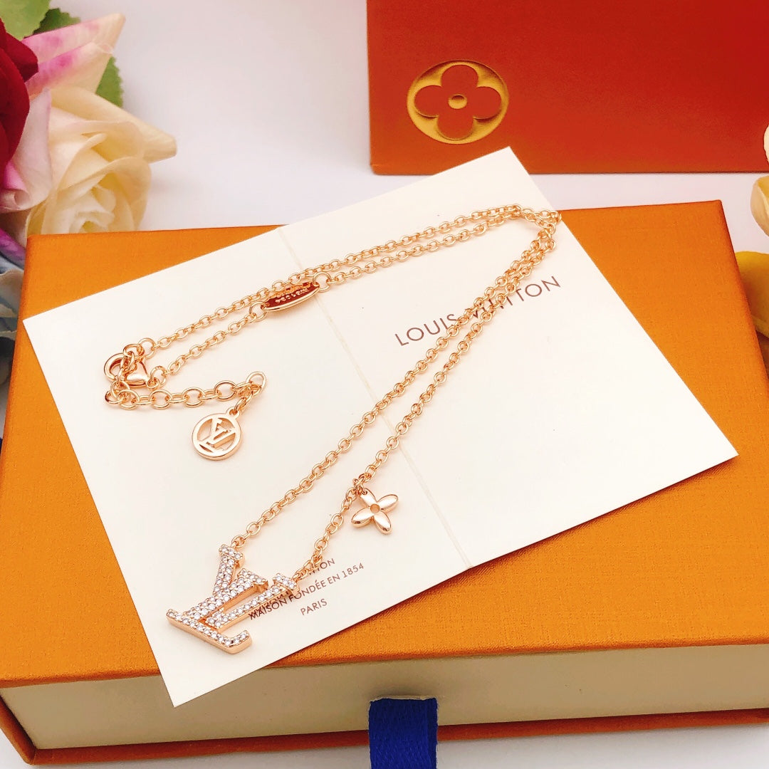 Geometric Emblem Pendant Necklace in Rose-Gold-Tone – Rose Gold Detail – Design 013 main product view
