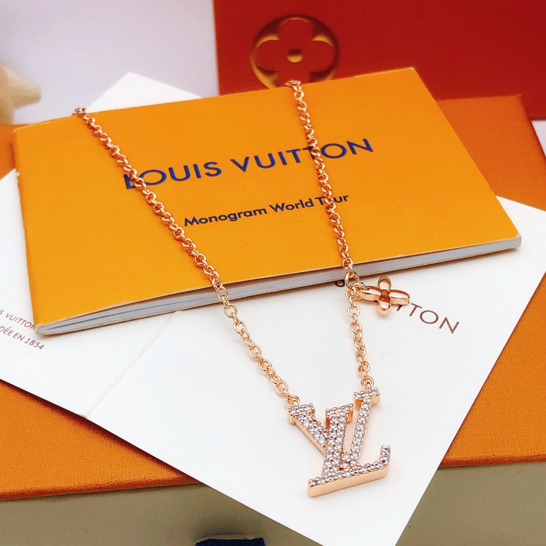 Geometric Emblem Pendant Necklace in Rose-Gold-Tone – Rose Gold Detail – Design 013 main product view