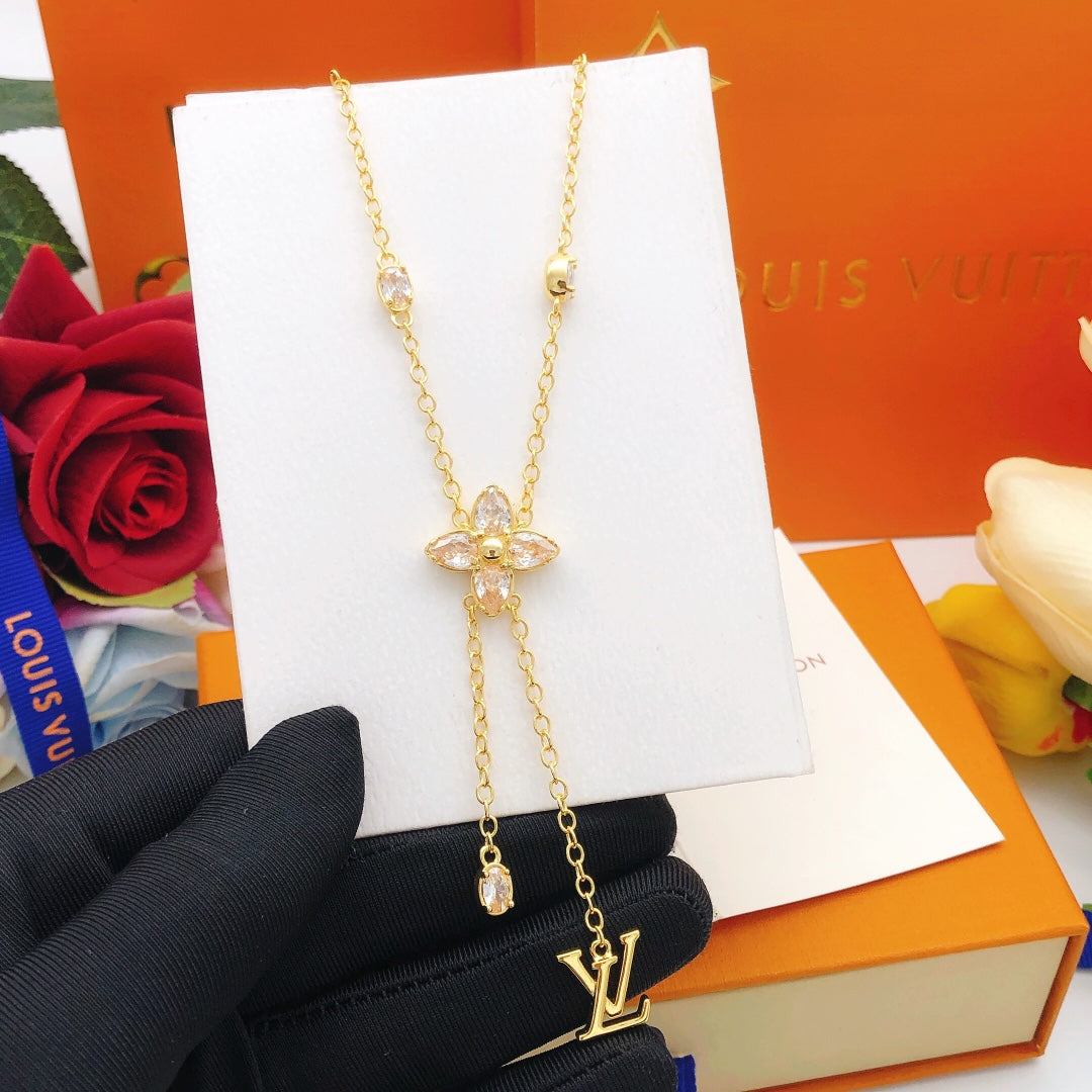 Geometric Emblem Pendant Necklace in Gold-Tone – Design 069 main product view