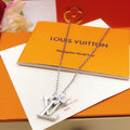 Geometric Emblem Pendant Necklace in Silver-Tone – Silver Detail – Design 008 main product view