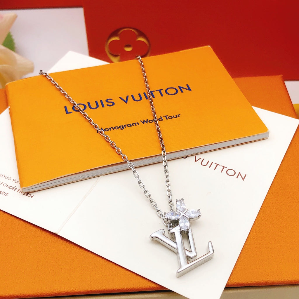 Geometric Emblem Pendant Necklace in Silver-Tone – Silver Detail – Design 008 front product view