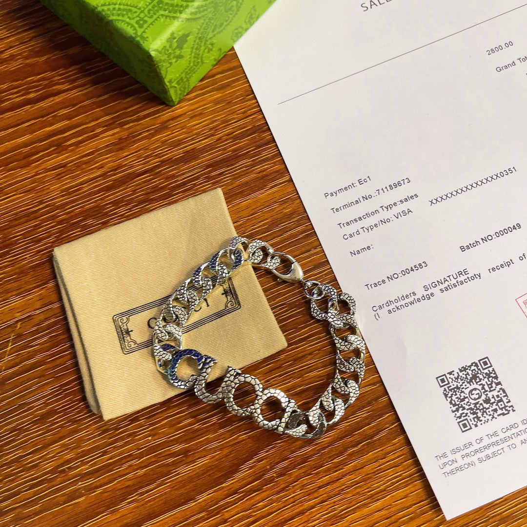 Geometric Emblem Bracelet in Polished Metal-Tone – Design 020 front product view