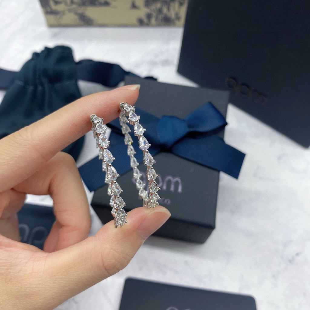 Teardrop Hoop Earrings in Silver-Tone side detail