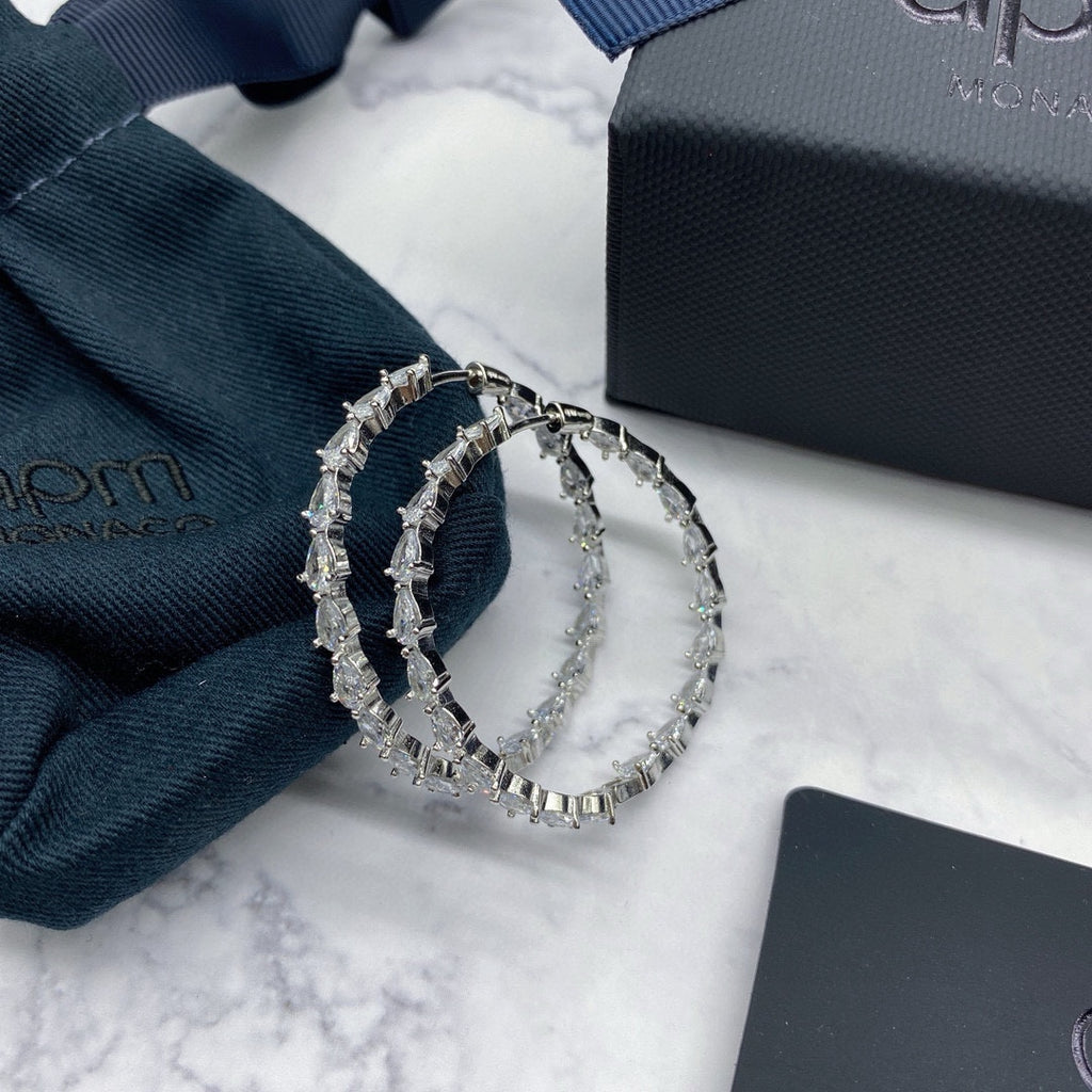 Teardrop Hoop Earrings in Silver-Tone styled product view